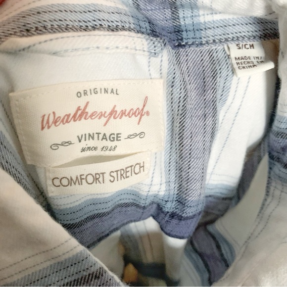 Weatherproof Vintage Comfort Stretch Flannel Button-Up Shirt Blue Plaid S - Picture 5 of 5
